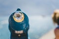 Tourist binoculars on the coastline of Lago di Garda, Italy Royalty Free Stock Photo