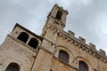 Close up of the tower of the main building of Gubbio in Umbria