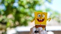 Close up toys made of plastic, spongebob-shaped Royalty Free Stock Photo