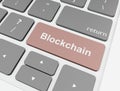 Close up trading with blockchain on a laptop keyboard