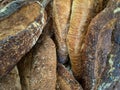 Close up, Traditional Artisan bread, homemade sourdough bread with crispy crust Royalty Free Stock Photo