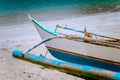 Close up of traditional banca fishermen boat on the beach. Nido, Philippines Royalty Free Stock Photo