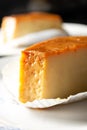 Close-up of a traditional Brazilian pudding known as pudim de leite, milk pudding, or flan