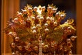 Close-up of traditional Chinese luxury gold tiara