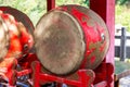 Close-up of traditional Chinese retro red big drum Royalty Free Stock Photo