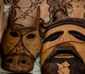 close up of traditional cork masks from Sardinia