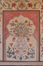 Closeup of traditional detailed, colourful, Indian patterns and motifs