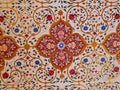 Closeup of traditional detailed, colourful, Indian patterns and motifs