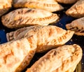 Close up of traditional empanadas at a street food market