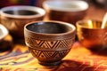 close-up of traditional ethiopian coffee cups cini