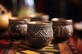 close-up of traditional ethiopian coffee cups cini