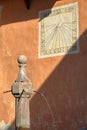 Close-up on a traditional fountain, located in the main square of Ceillac village