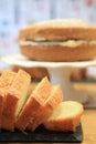 Close up of traditional homemade sliced buttercake for party Royalty Free Stock Photo