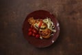 Close up Traditional Italian Chicken with egg plant , Aubergine parmigiana Royalty Free Stock Photo
