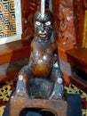 Close up of Traditional Maori Wooden carved sculpture new zealand
