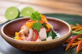 close-up of traditional peruvian ceviche with sweet potato Royalty Free Stock Photo