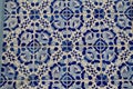 Close up of traditional Portuguese ceramic tiles (azulejos).