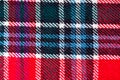 Close up of traditional Scottish woolen tartan fabric