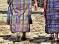 Close up of traditional skirts on two Guatemalan women, Royalty Free Stock Photo