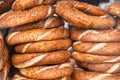 A close-up of traditional tasty Turkish bread semit withe sesame seeds sold everywhere across Turkey Royalty Free Stock Photo