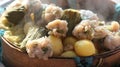 Close up of traditional tofu ball and dumpling