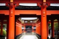 close-up of a traditional torii gate in japan