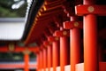 close-up of a traditional torii gate in japan