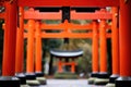 close-up of a traditional torii gate in japan