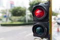 Close up traffic light stop red and green on day Royalty Free Stock Photo