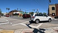 Close up Traffic at a 4 way intersection clear blue sky on Florida Ave Royalty Free Stock Photo