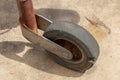 A Close Up Of A Trailer`s Brake and Wheel