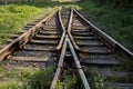 Train railway tracks crossing in Gryfice, Poland. Royalty Free Stock Photo