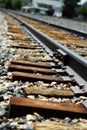 Close up of the train tracks Royalty Free Stock Photo