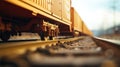 A close up of a train on the tracks with some scenery, AI Royalty Free Stock Photo