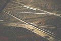 Close up of tram tracks crossing each other. Manchester Royalty Free Stock Photo
