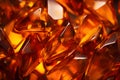 Close up of translucent fossilized orange resin Amber stones