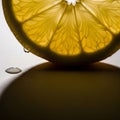 Close up of a translucent lemon slice backlit to highlight its intricate Royalty Free Stock Photo