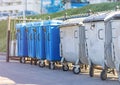 close-up, trash cans in the city, separate collection, ecology, environment Royalty Free Stock Photo