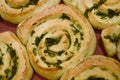 Baked herb swirl buns
