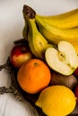 Mixed fresh fruits on tray close Royalty Free Stock Photo