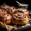 Close Up of Tray of Iced Doughnuts