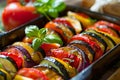 Close Up of a Tray of Sliced Vegetables Royalty Free Stock Photo