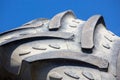 Close-up of the tread of a used tire