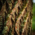 Close up of tree bark featuring intricate interwoven textures Royalty Free Stock Photo