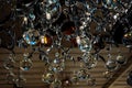 Close up of trendy Crystals Chandelier. Glamour background of luxury interior. Vintage crystal lamp details. Royalty Free Stock Photo