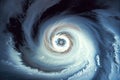 close-up of tropical cyclone, with clouds and rain swirling in the center