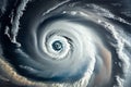 close-up of tropical cyclone, with clouds and rain swirling in the center