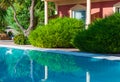 Swimming pool and green platns Royalty Free Stock Photo