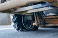 Close up of a truck with burst tyre Royalty Free Stock Photo