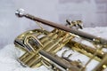 Brass instrument trumpet close up Royalty Free Stock Photo